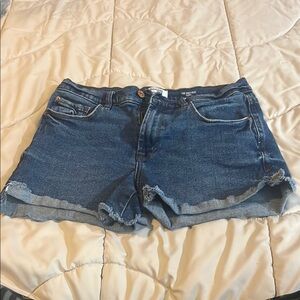 Kensie Blue Jean Shorts with Frayed Hem